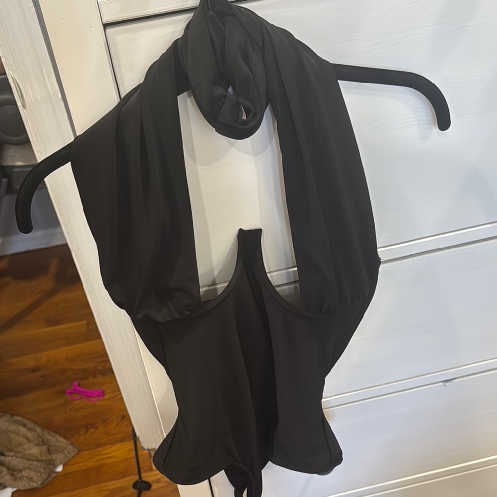 Elegant Black Halter Swimsuit